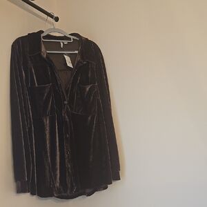 NWT: Velvet Button-Up Shirt